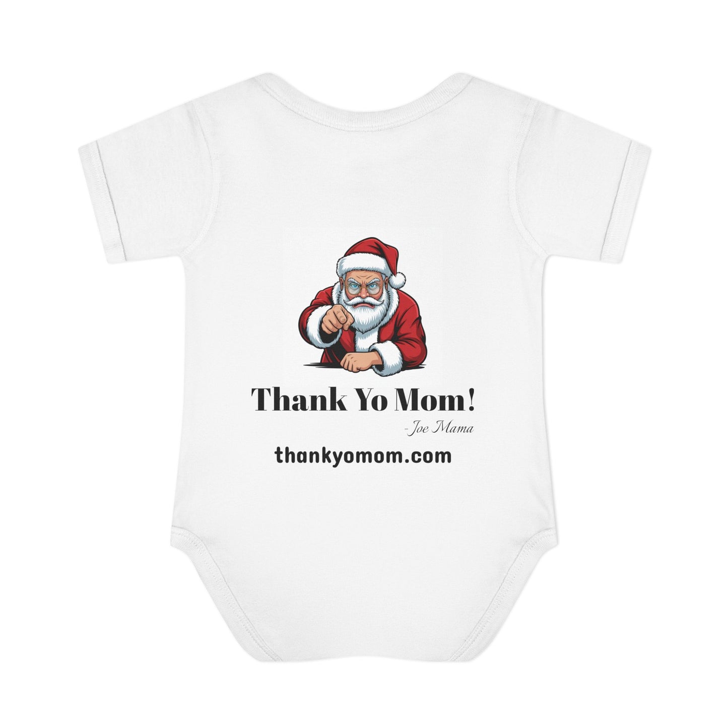 03 Baby Onesie - Santa Claus Holding Binky Hostage Until Baby is Thankful for Mommy