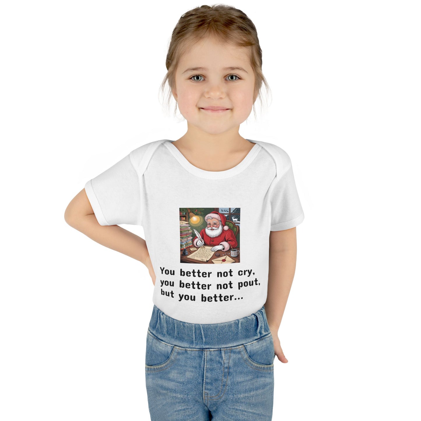03.1 Baby Onesie - Santa Claus Holding Binky Hostage Until Baby is Thankful for Mommy